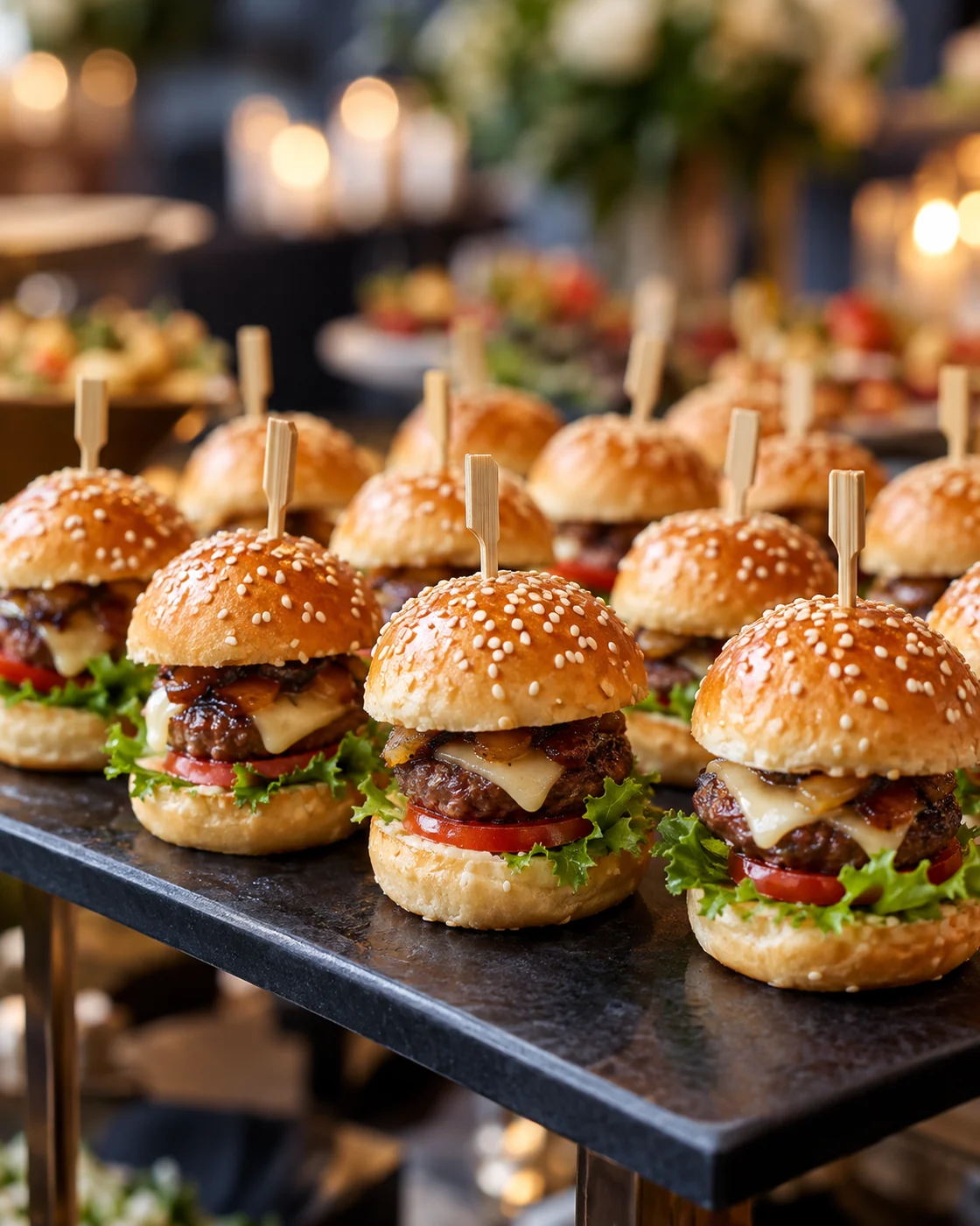 Siyah tepside kürdanlı mini burgerler